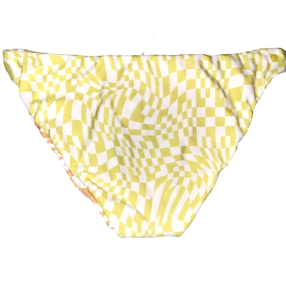 Volcom "Check Her Out" Reversible Hipster Bikini In Limeaid & Brown Size Large - Picture 6 of 12